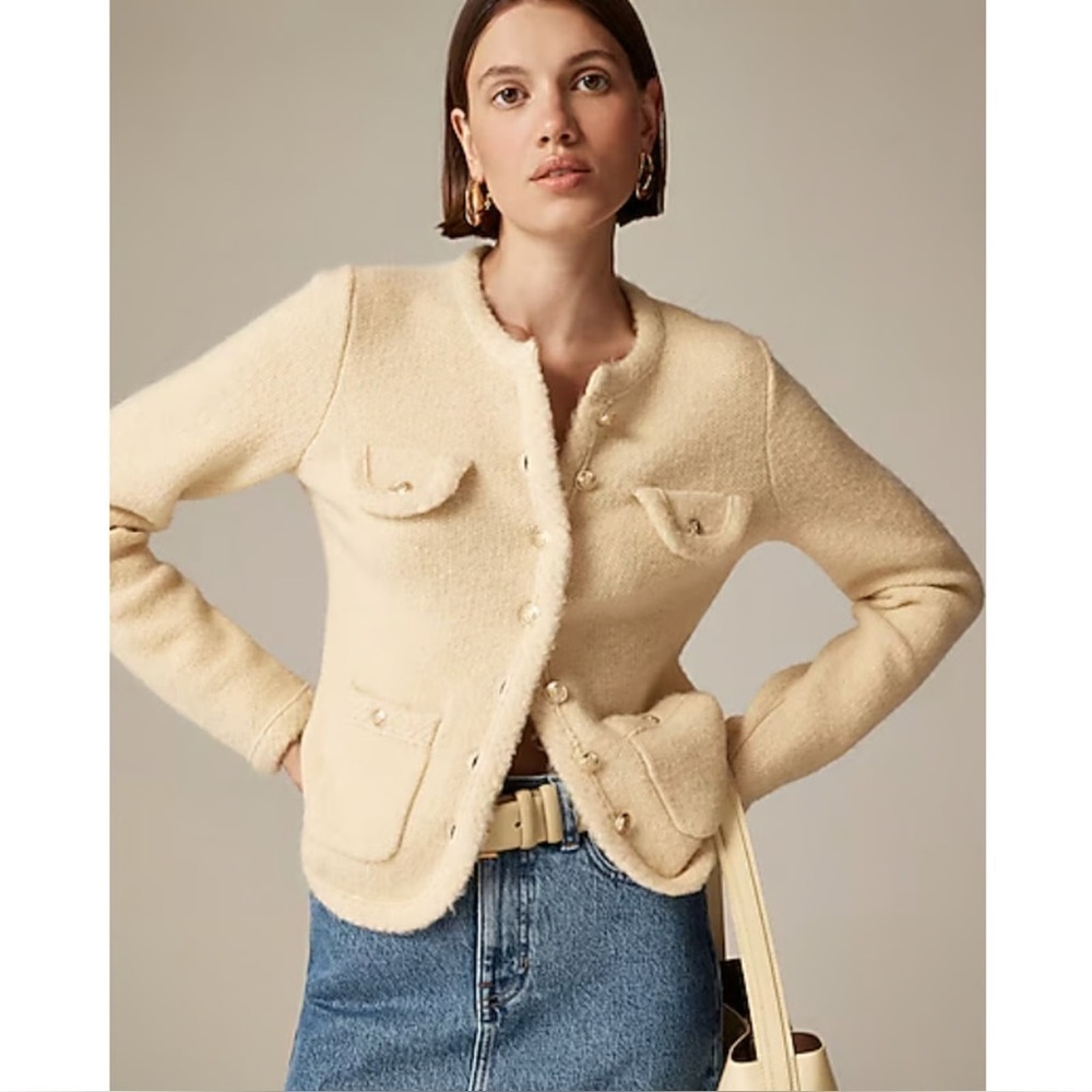 J. Crew Tan Textured Button-Up Cardigan Sweater Size XS